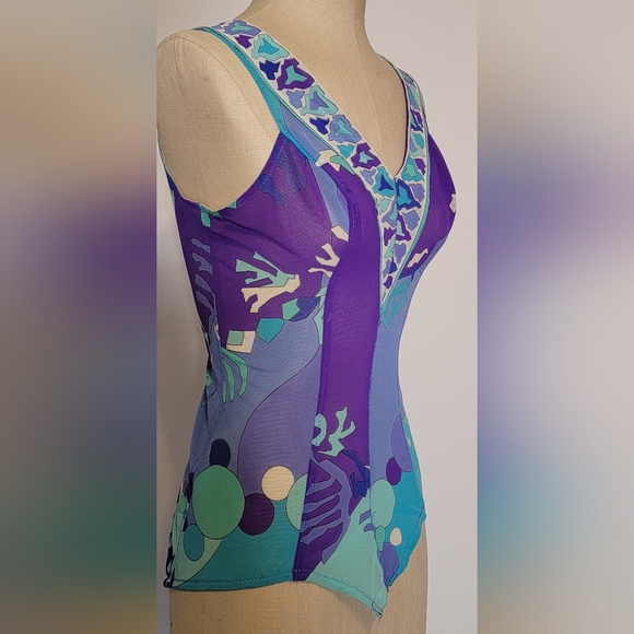 Emilio Pucci for Fromfit Rogers purple, blue, aqua, white. Some damage. Medium. - Picture 3 of 11